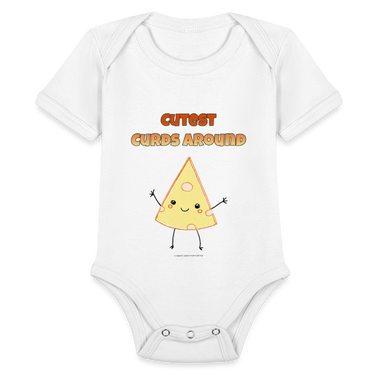 Cutest Curds Around | Organic Short Sleeve Baby Bodysuit - white